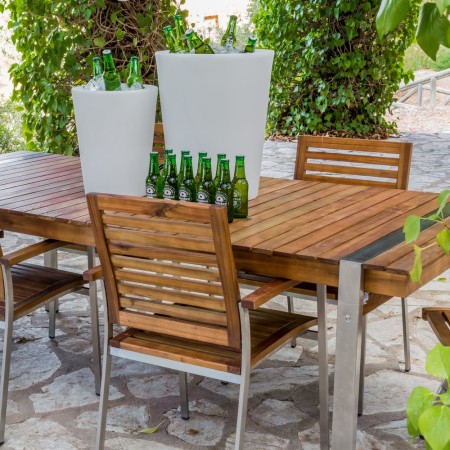 Mesa Comedor Exterior - Norah - Madera - Plata 220 x 74 x 100 cm