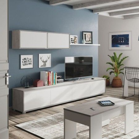 Mueble de salón Alida Blanco Artik - cemento 200 x 180 x 41 cm
