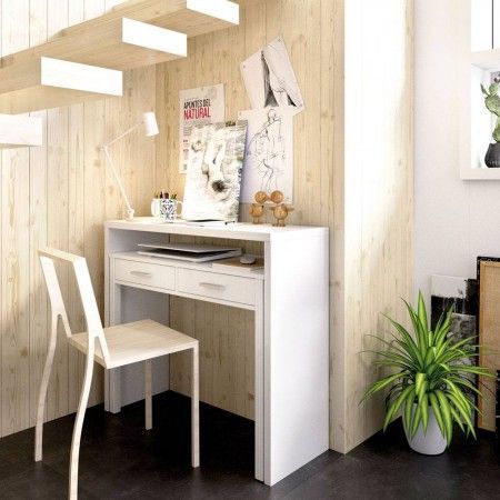 Consola Escritorio Extensible SEVEN - Colección Seven - Blanco Brillo 99 x 88 x 36 cm
