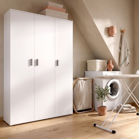 Armario multiusos 3 puertas - Fit - Blanco 116 x 190,2 x 35,3 cm — Almacenaje