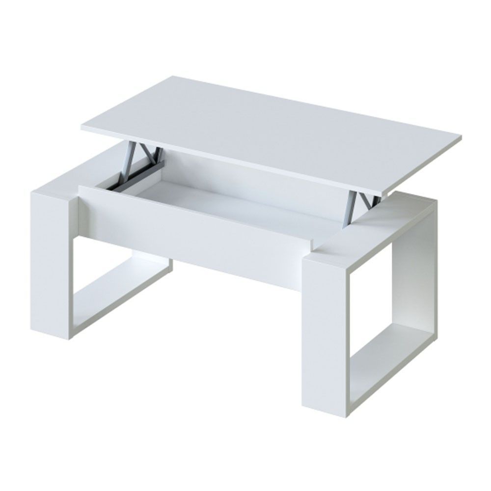 Mesa de centro elevable blanca Barcelona Nova 105 x 45 - 54 x 55 - 70 cm