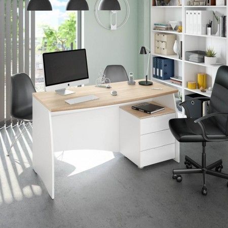 Mesa de ofician Estil con tres cajones roble Canadian - Blanco Artik 136 x 74 x 67 cm