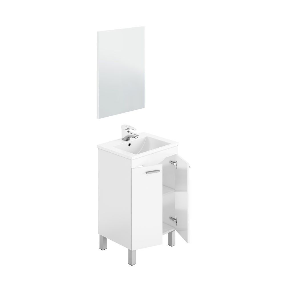 Mueble de baño pequeño con espejo Madrid Koncept 2 puertas Blanco Brillo