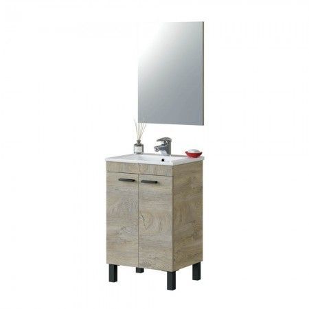 Mueble de aseo 50 cm roble Alaska 2 puertas + espejo