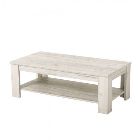 Mesa de centro roble Blanco con revistero 120 x 41,5 x 60 cm