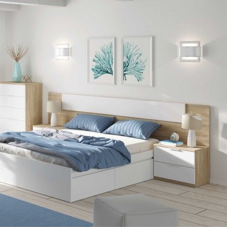 Dormitorio matrimonio Alaya, cabecero con dos mesitas 247 x 95,5 x 38 cm