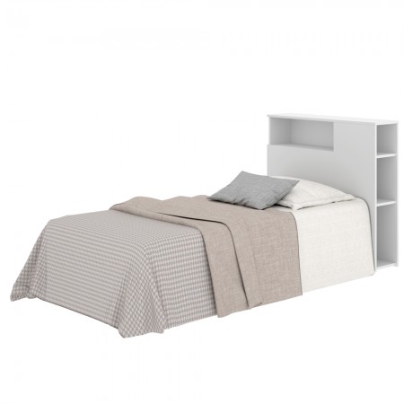 Cabecero de cama juvenil Ten con estante y mesita Blanco 97 x 95 x 24 cm