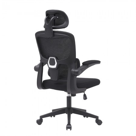 Silla de oficina con reposacabezas Aroa Negra 65 x 114 - 124 x 55 cm
