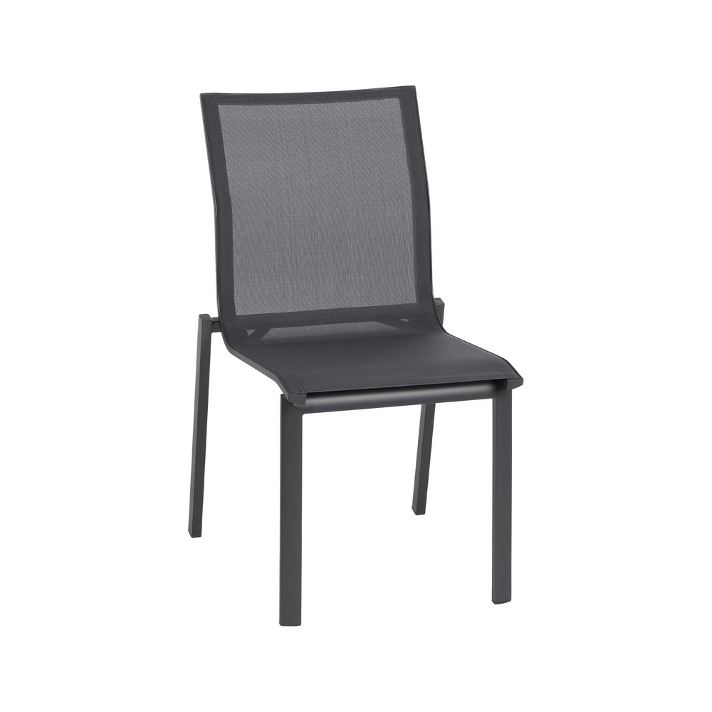 Silla de jardin de aluminio y textileno gris 49x90x62 cm