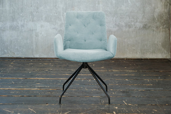 KAWOLA silla NEW CHARME silla giratoria silla de comedor cuerda azul claro