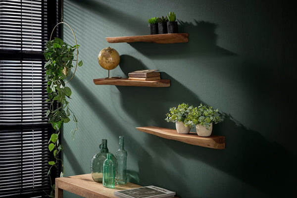 Estantería de pared KAWOLA FERHA 3 piezas acacia maciza natural