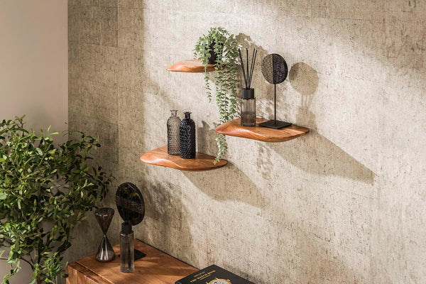 Estantería de pared KAWOLA HUZO 3 piezas acacia maciza natural
