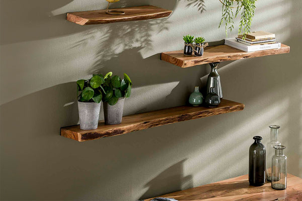 KAWOLA Estantería de pared ERGEA 120 cm acacia maciza natural