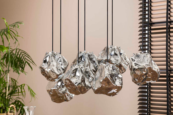KAWOLA lámpara colgante EDESSA lámpara colgante 7 puntos de luz cristal plata