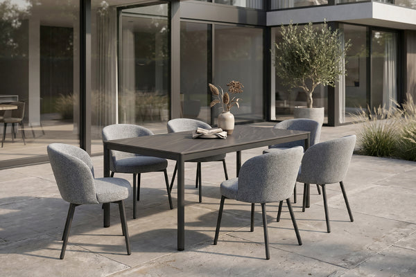Conjunto de muebles de jardín KAWOLA INDUS, 7 piezas, aluminio gris