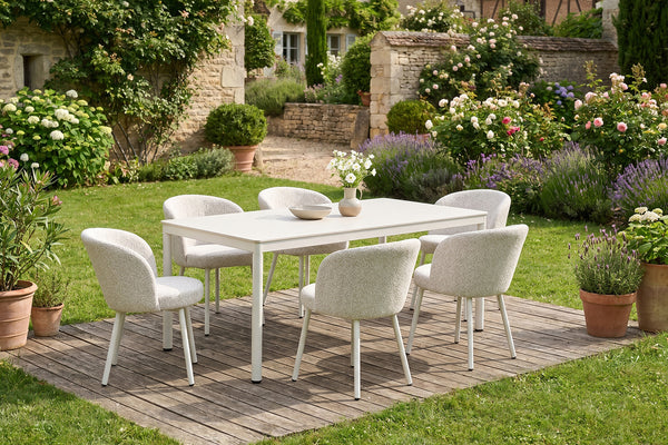 Conjunto de muebles de jardín KAWOLA INDUS, 7 piezas, aluminio color crema