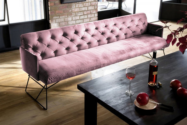 Producto de 2a oportunidad: banco de comedor KAWOLA CHARME, terciopelo rosa, 186 cm