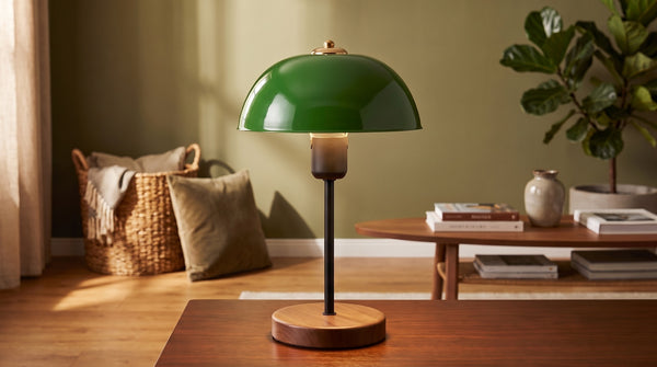 Lámpara de mesa KAWOLA FIORA, de metal verde